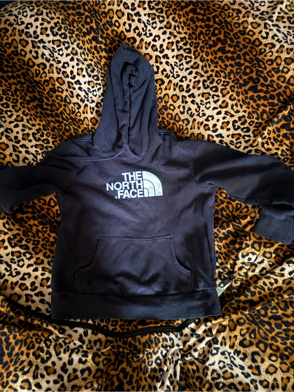 The North Face Kids Black Hoodies with Neon Pink & Neon Green Logo - Picture 5 of 6